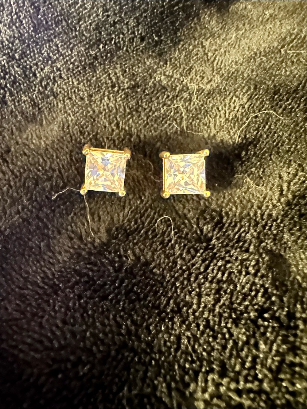 Love Stylize Gold-Tone Square CZ Stud Earrings - Elegant White Sparkle